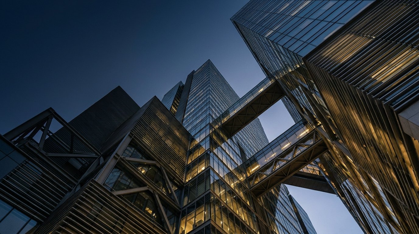 Architectural abstract business partnership facade
